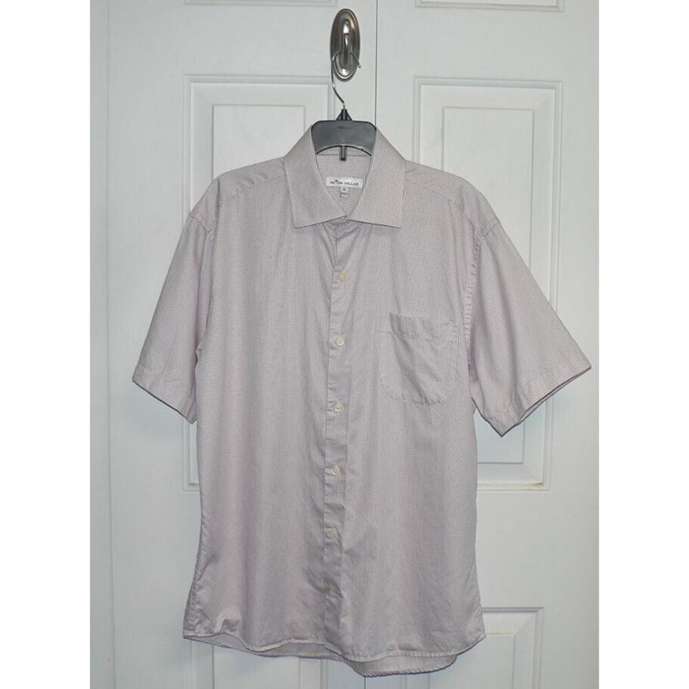 Peter Millar Men's Microprint‎ Short Sleeve Shirt in White Regatta Medium $155